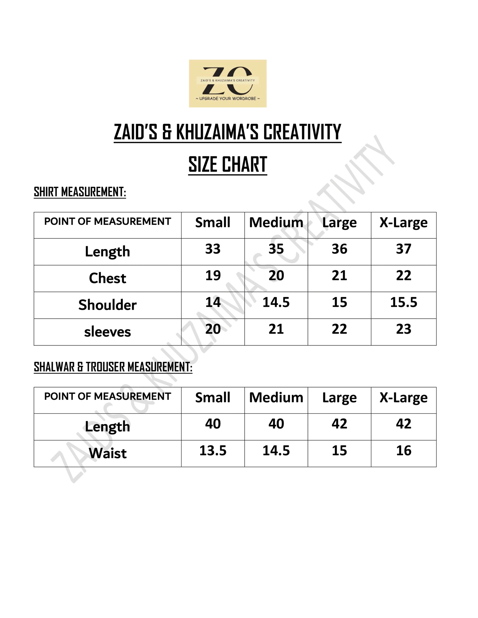Size Chart